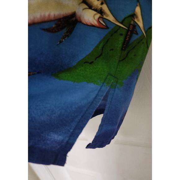 MEN'S "HAWAIIAN SHIRT BY BASIX"-Blue-Dolphins-Button Up-Tropical-Size XXL - Picture 5 of 12